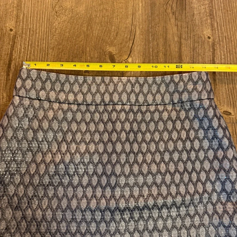 J.Crew Pencil Skirt Women 4 Silver Wool Silk Metallic Jacquard Style Luxury